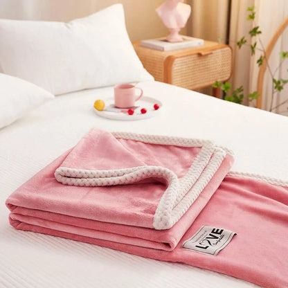 Soft Pink Plush Fleece Throw Blanket