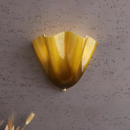 Vintage Glass Wall Lamp in Floral Shade