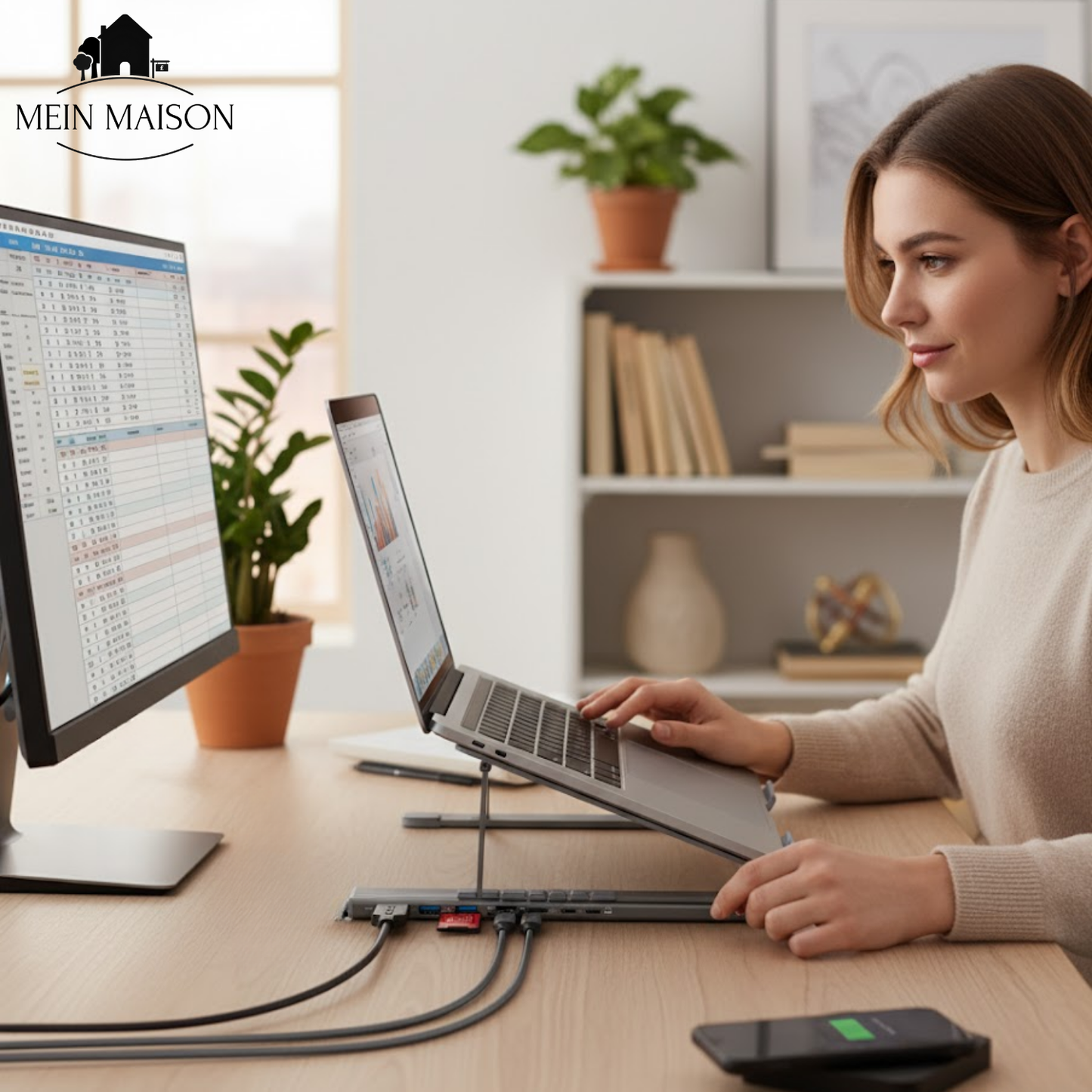 Compact 8-in-1 Laptop Stand and USB Hub