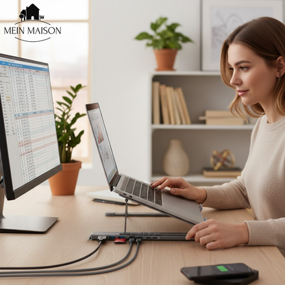 Compact 8-in-1 Laptop Stand and USB Hub