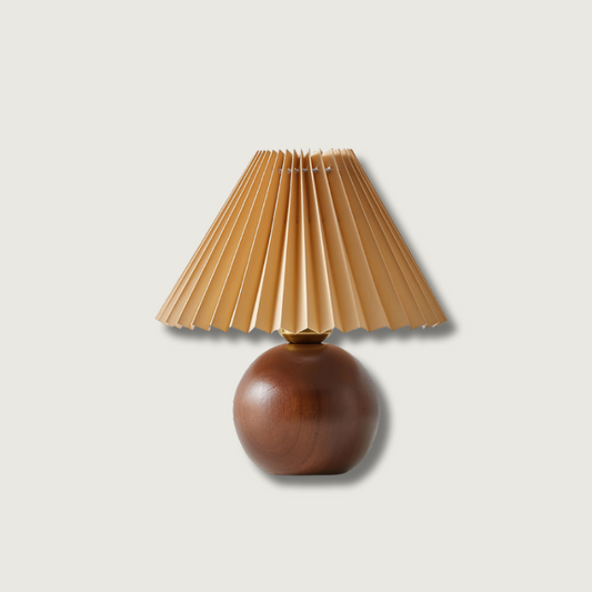 Warm Wooden Table Lamp with Fabric Shade - Fesara