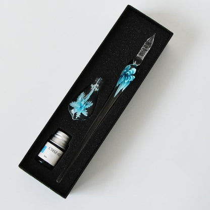 Beautiful Glass Ink Pen Writing Set with Holder
