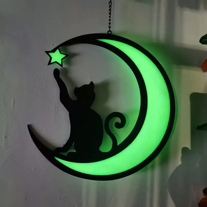 Cute Moon Cat Acrylic Pendant Necklace