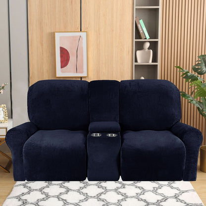 Soft 2-Seater Recliner Sofa Cover with Cup Holders