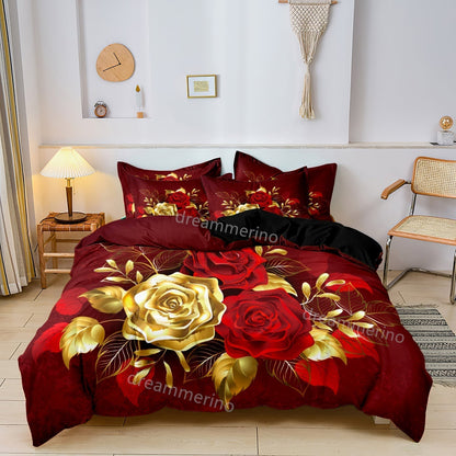 Lovely Red Rose Bedding Set - Fesara
