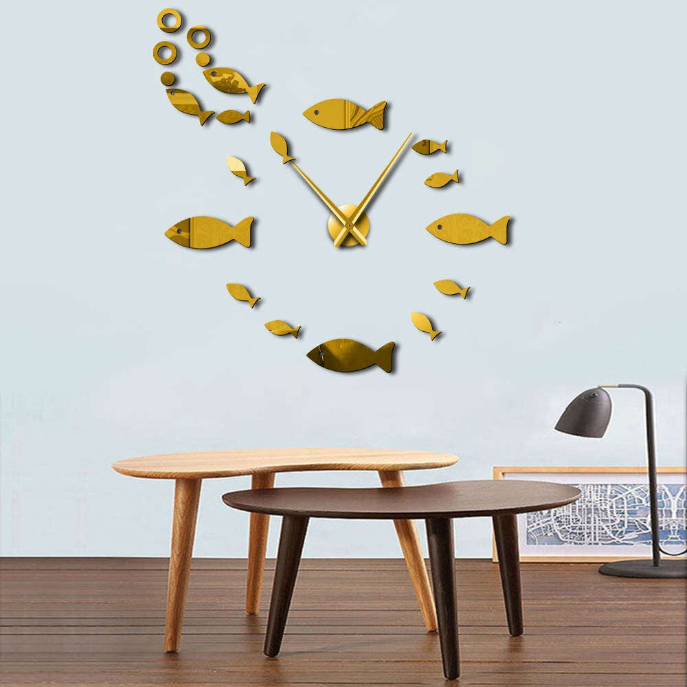 Modern Glass Mirror Clock Wall Decor