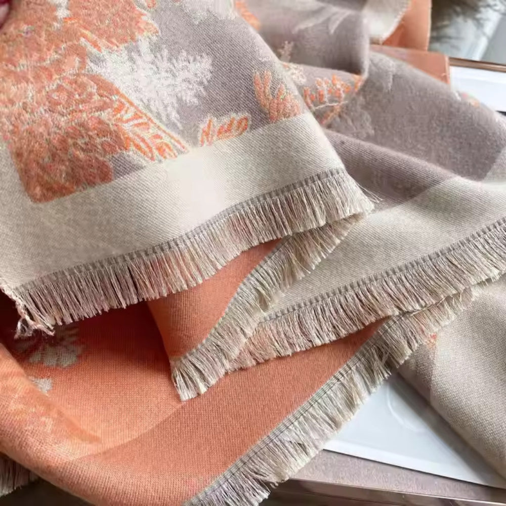 Lightweight Floral Reversible Silk Scarf