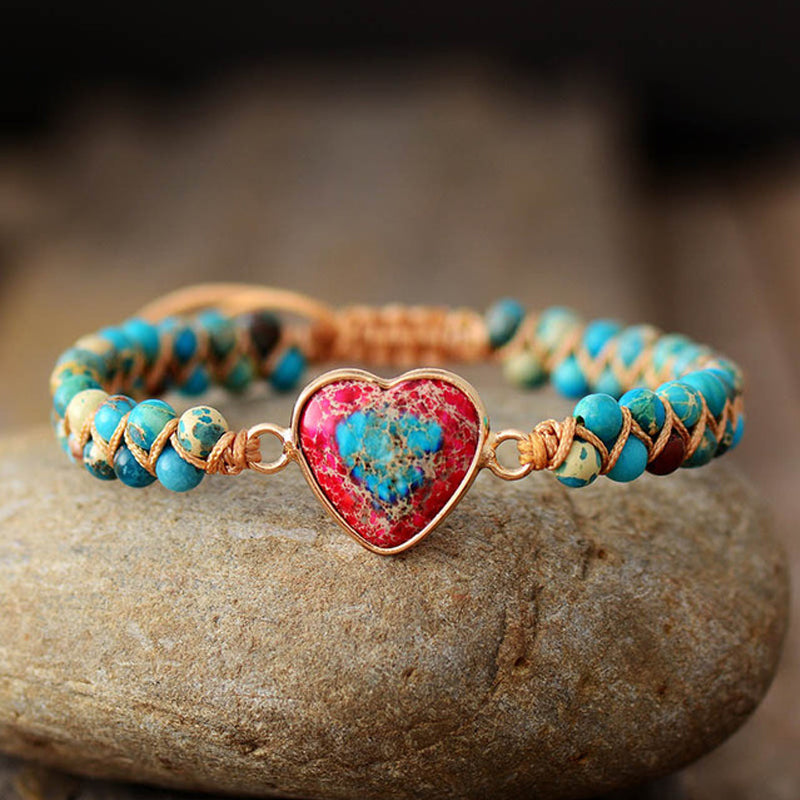 Beautiful Heart Shaped Jasper Jewelry Bracelet