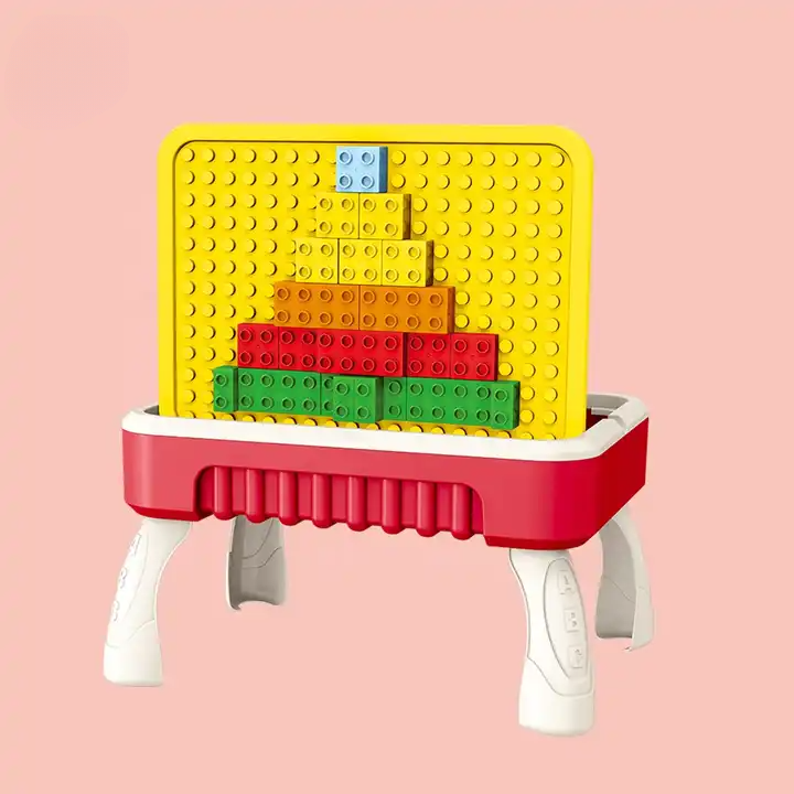 Kids Art Table with Blocks and Drawing Space