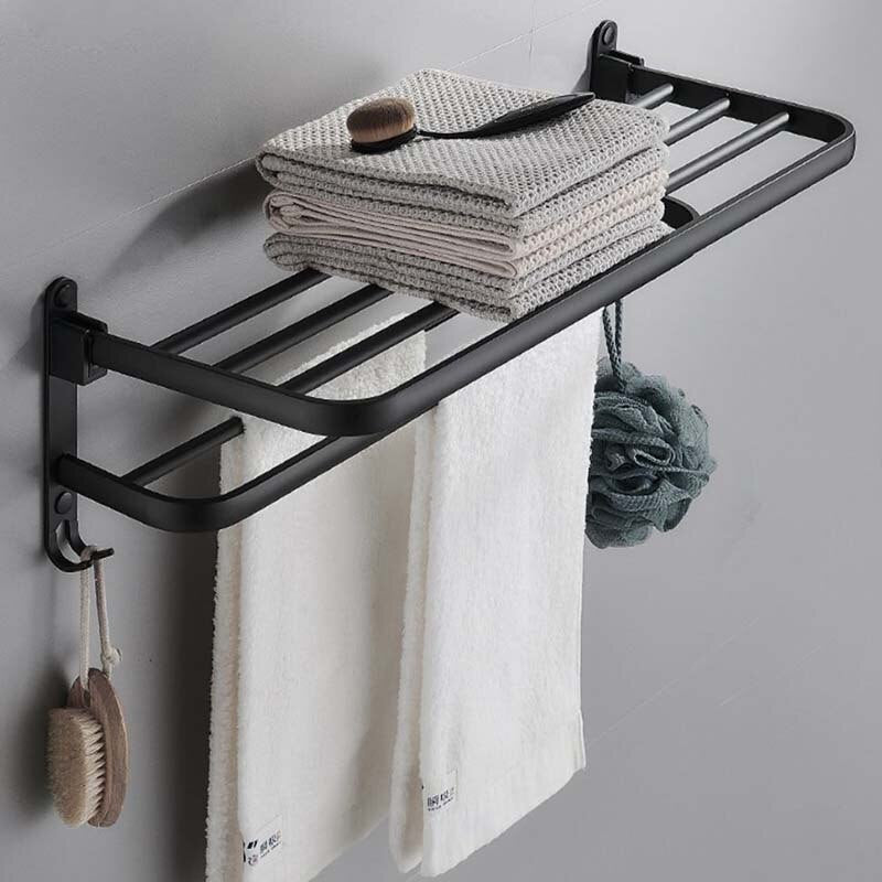 Space Saving Foldable Bathroom Towel Holder Rack
