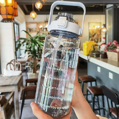 Insulated 2L Sports Water Bottle with Straw and Measurements