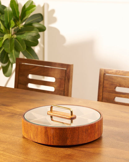 Natural Bamboo Snack Tray with 9 Compartments