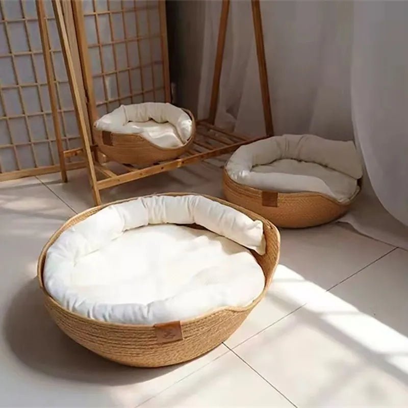 Comfy Pet Bed - Natural Bamboo Crate for Cats & Dogs
