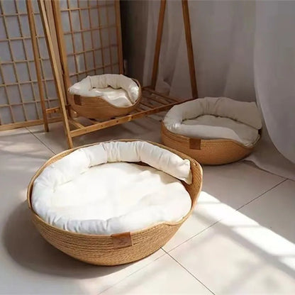 Comfy Pet Bed - Natural Bamboo Crate for Cats & Dogs