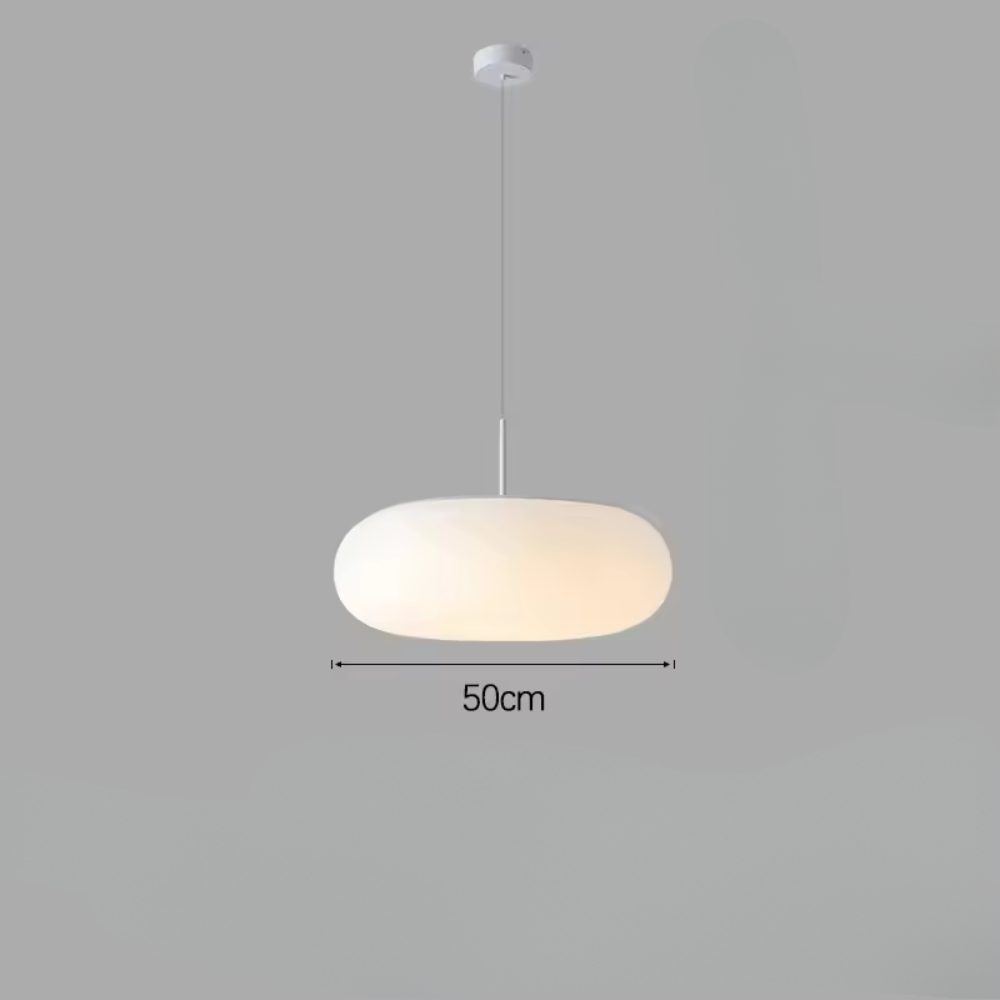 Elegant White Pendant Light with Soft LED Glow