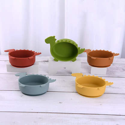 Soft Silicone Baby Bowl with Dinosaur Design