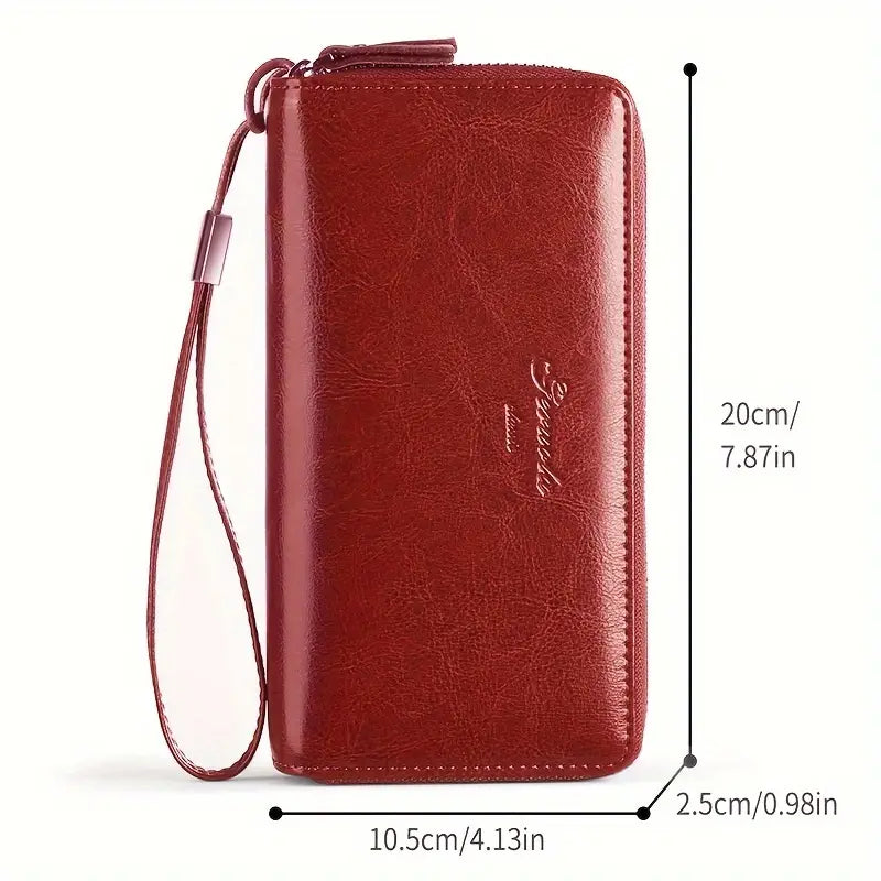 Stylish Leather Travel Clutch Wallet with Phone Pocket