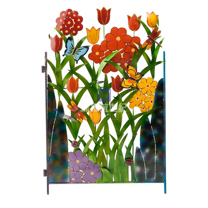 Vibrant Floral Metal Garden Fence Decoration
