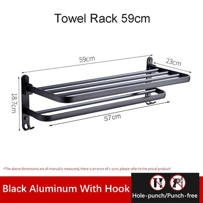 Space Saving Bathroom Folding Towel Holder Rack