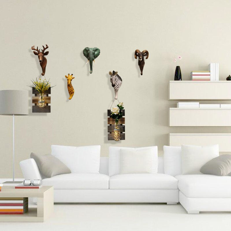 Rustic Wood Animal Wall Mount Coat Hooks