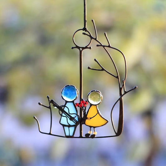 Colorful Glass Angel Decor Hanging Window Ornament - Fesara