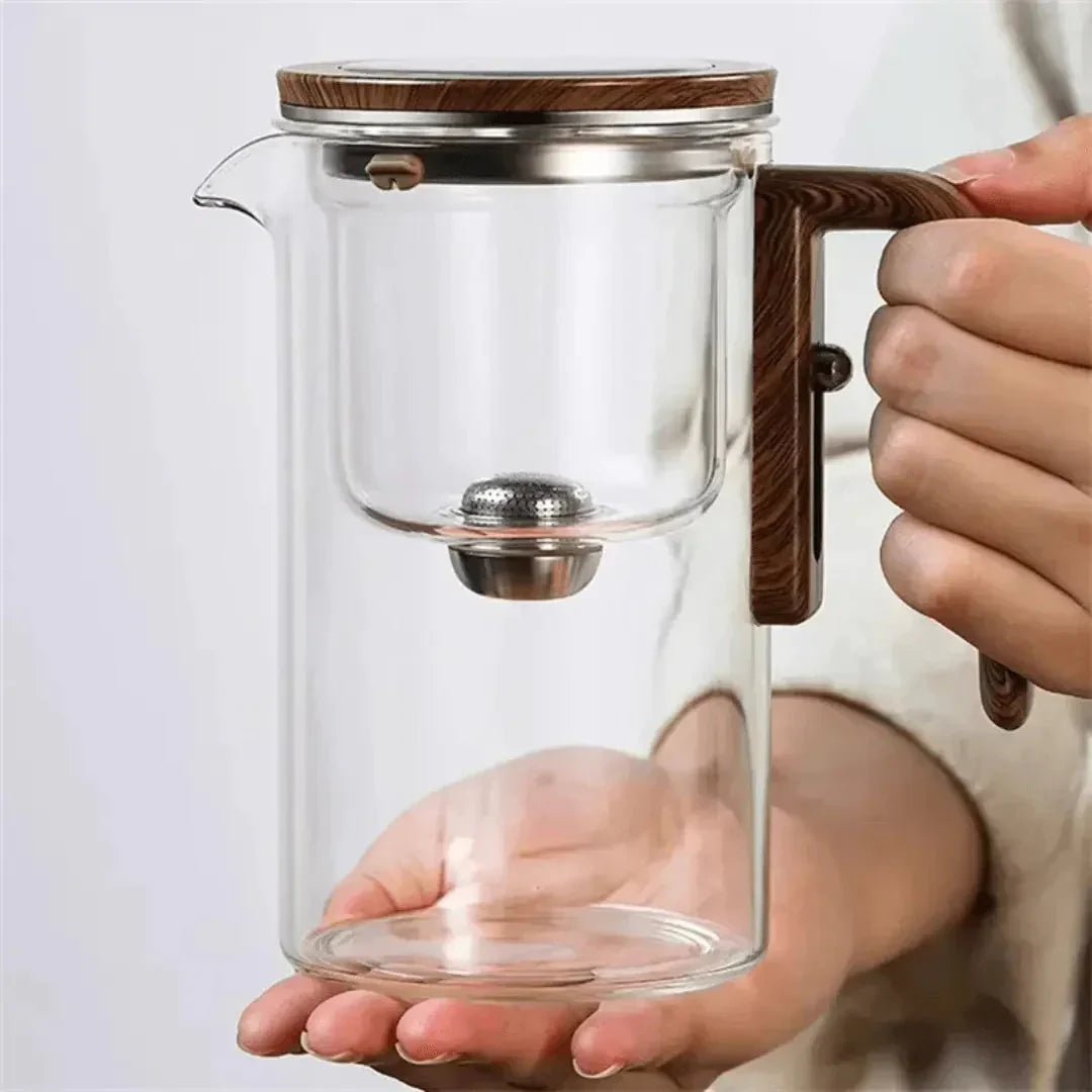 Clear Glass Teapot with Wood Handle