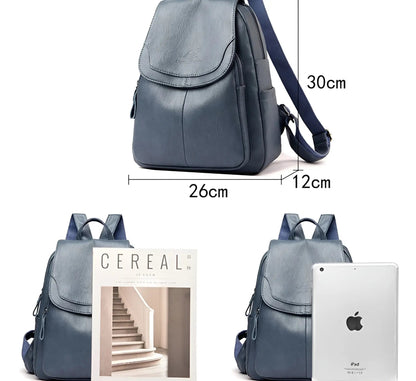 Classic Brown Leather Ladies Backpack