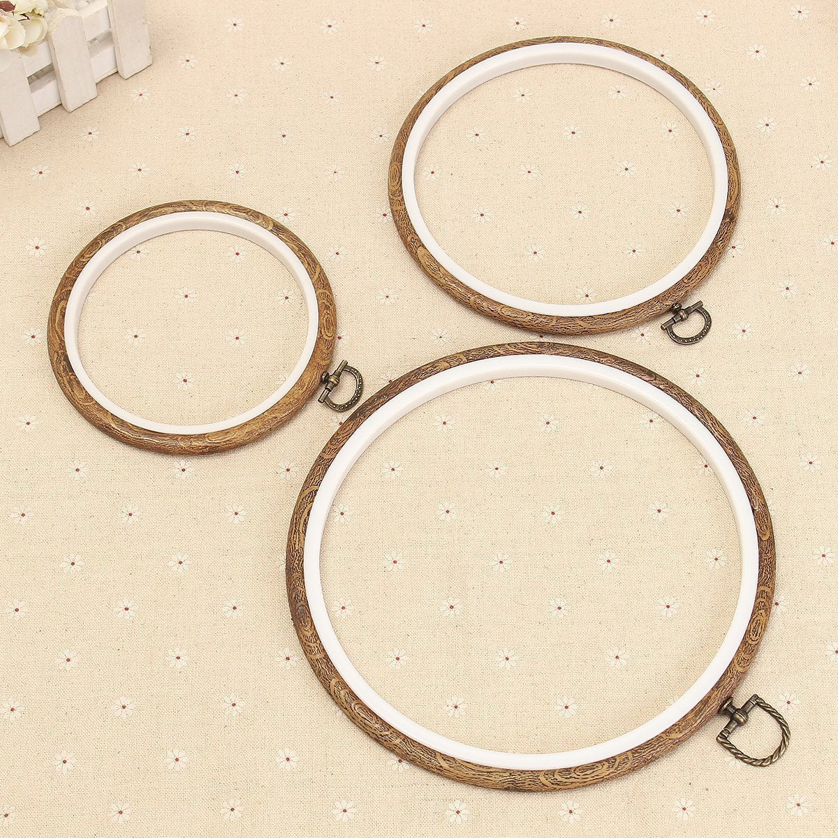 Set of 3 Antique Cross Stitch Hoop Frames