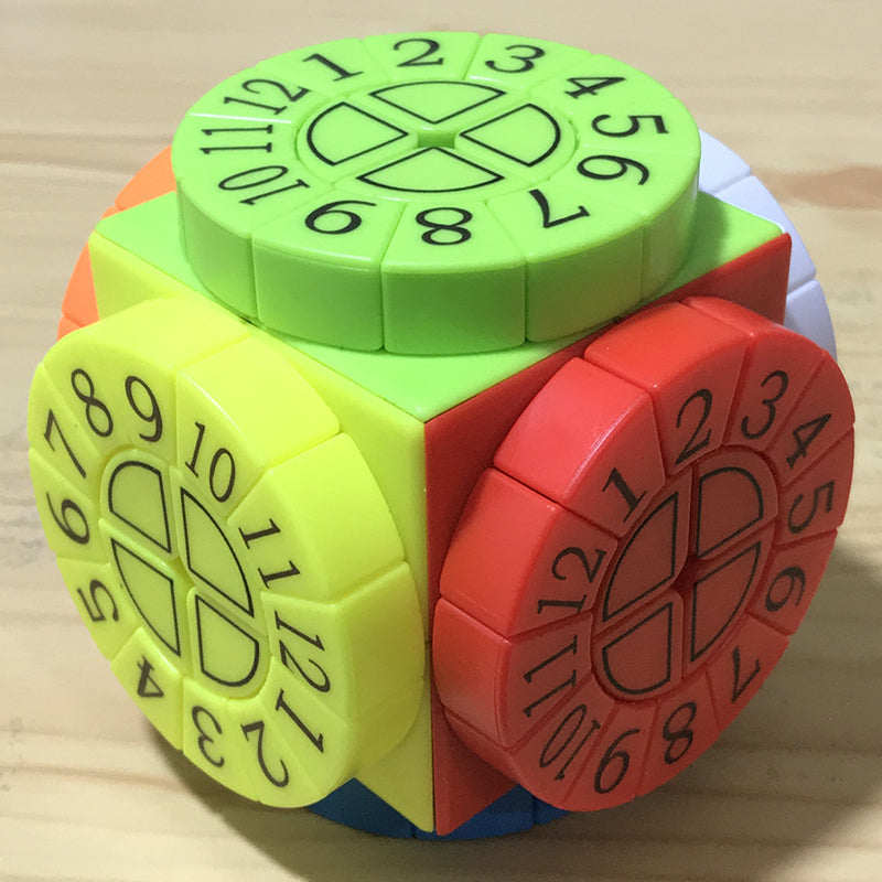 Challenging 3D Puzzle Cube with Colorful Spinning Wheels