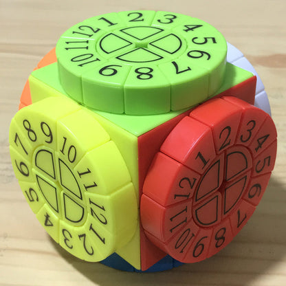 Challenging 3D Puzzle Cube with Colorful Spinning Wheels