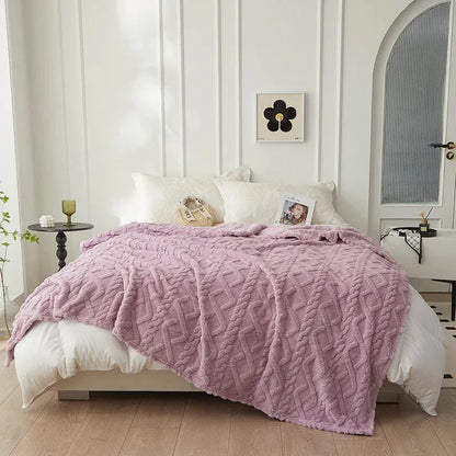 Plush Reversible Woolen Throw Blanket