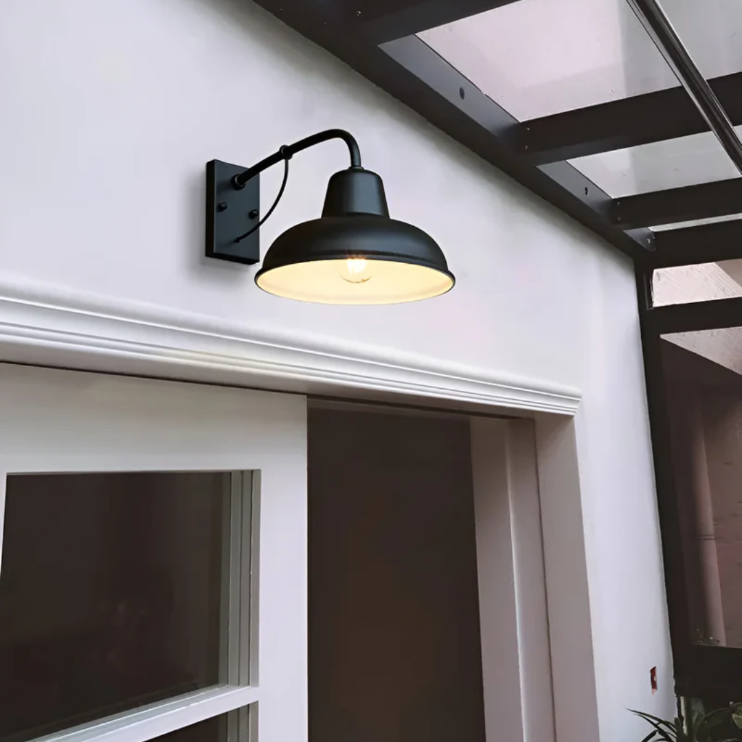 Lyvix - Black Outdoor Wall Lantern, Vintage Industrial Design for Exterior Lighting-3