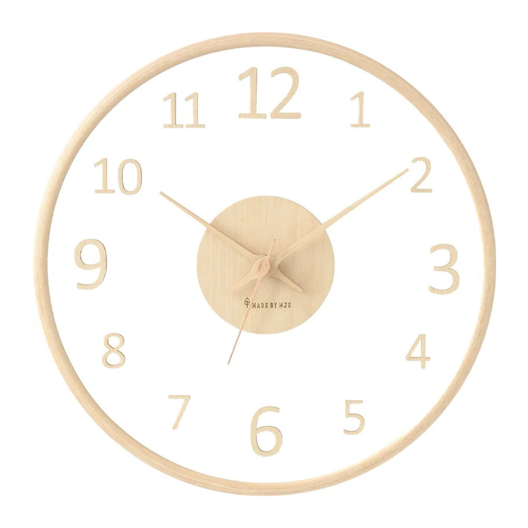 Elegant Glass Face Wooden Wall Clock - Fesara