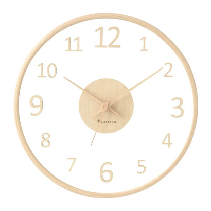 Elegant Glass Face Wooden Wall Clock - Fesara