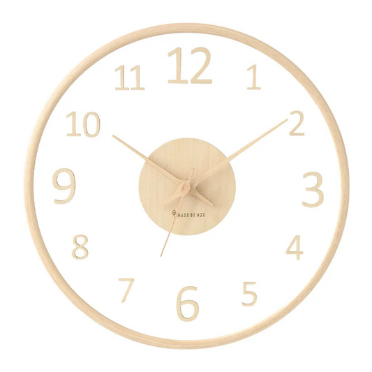 Elegant Glass Face Wooden Wall Clock - Fesara