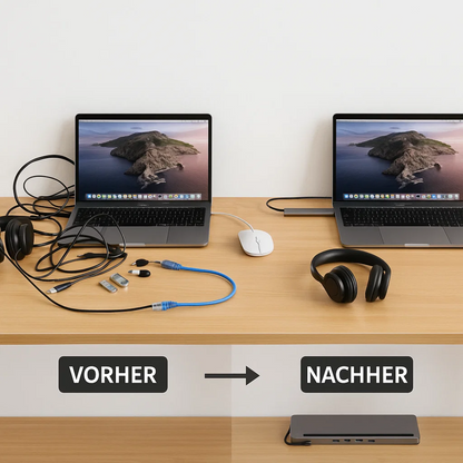 Compact USB-C Laptop Dock with HDMI and Ethernet Ports