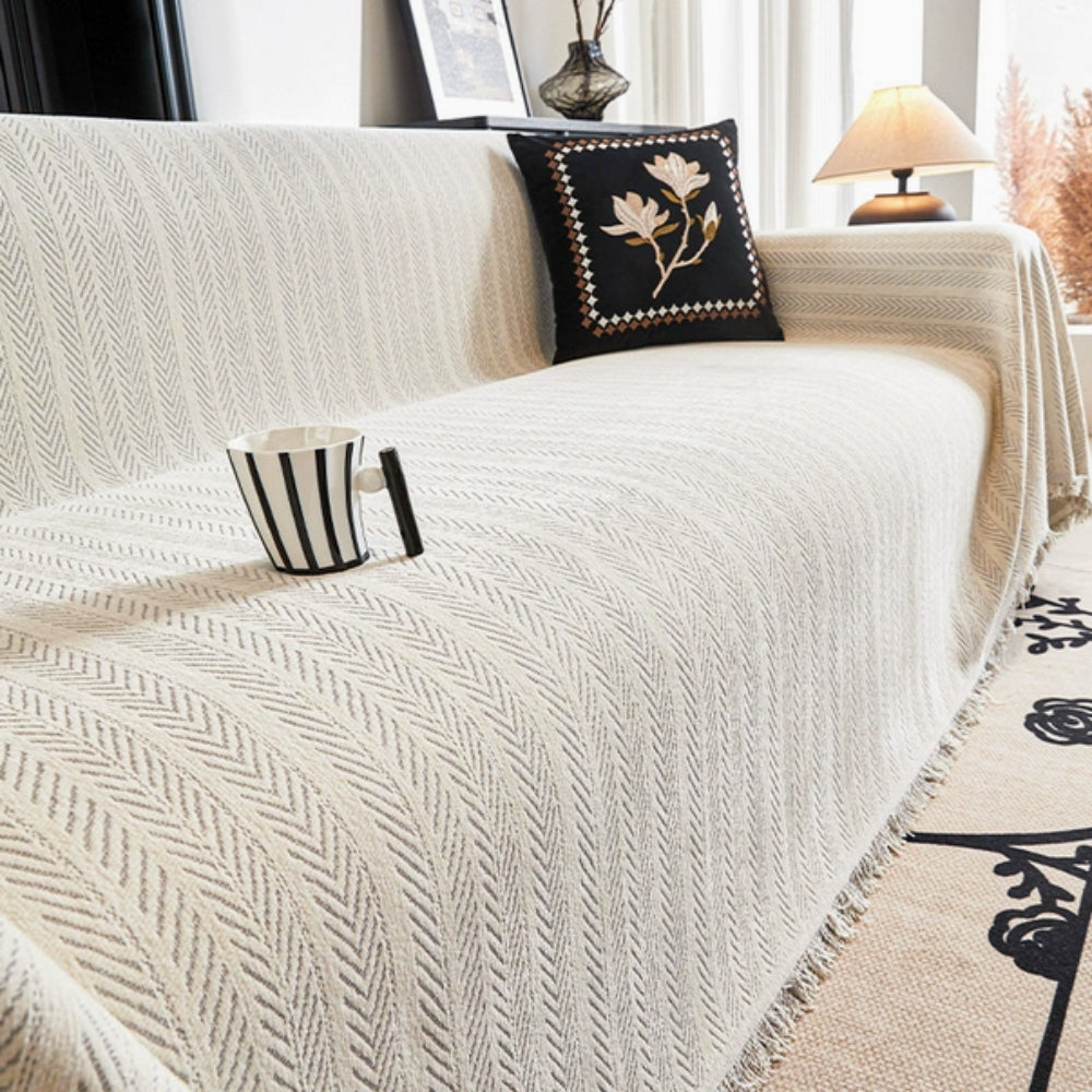 Plush Herringbone Chenille Sofa Slipcover