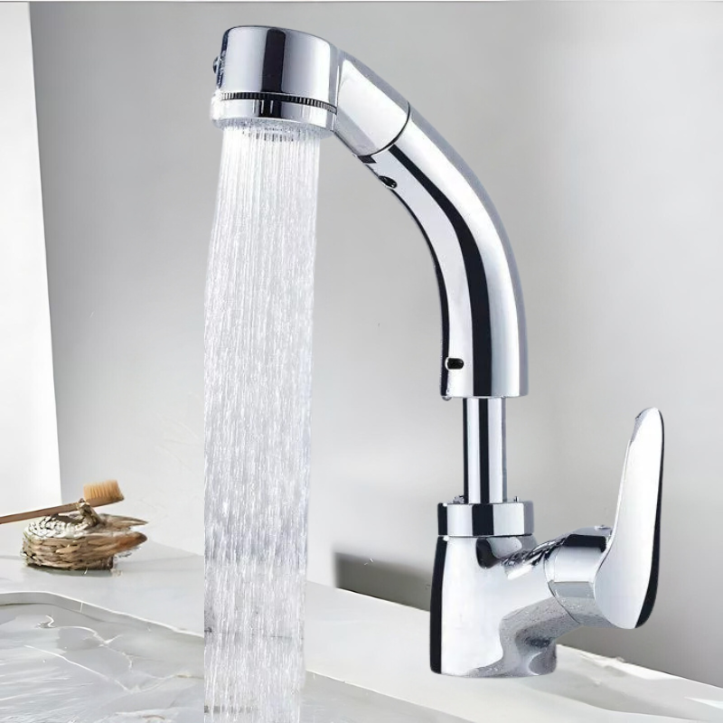 Adjustable Gold Tone Kitchen Faucet for Easy Use