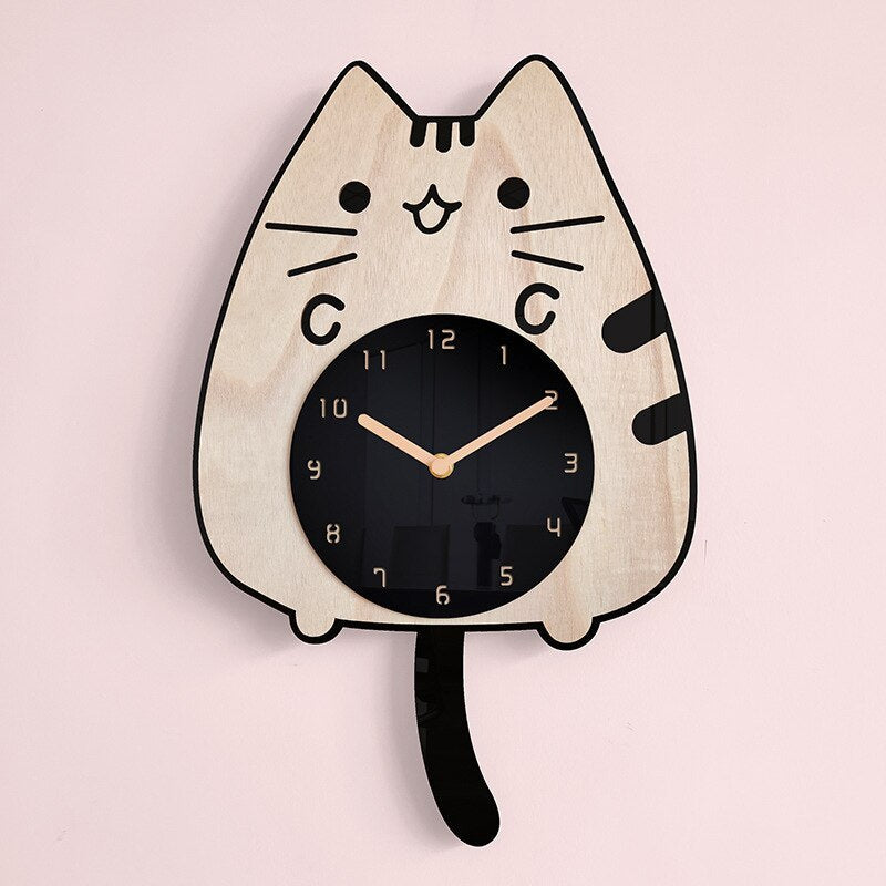 Fun Feline Pendulum Wall Clock
