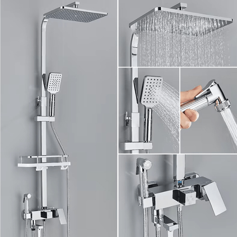 Premium 4-in-1 Shower Head Set with Brass Finish