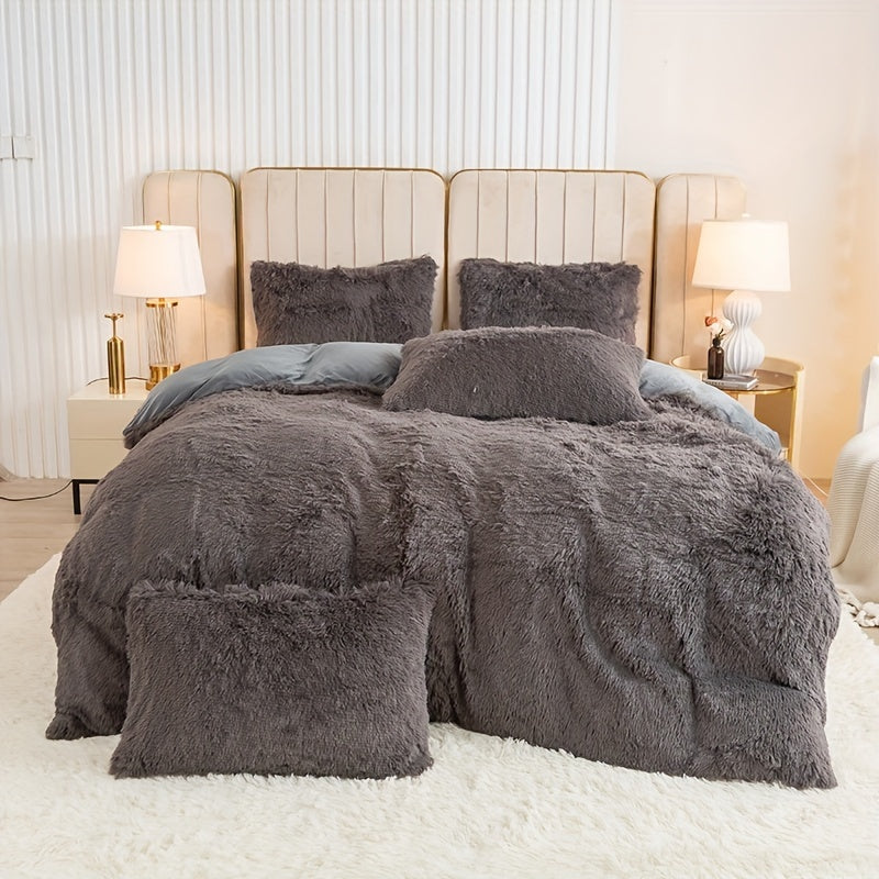 Cozy Fesara Plush Duvet Cover Set with Zipper