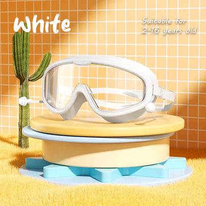 Kids Large Frame Clear Swim Goggles Waterproof Anti Fog
