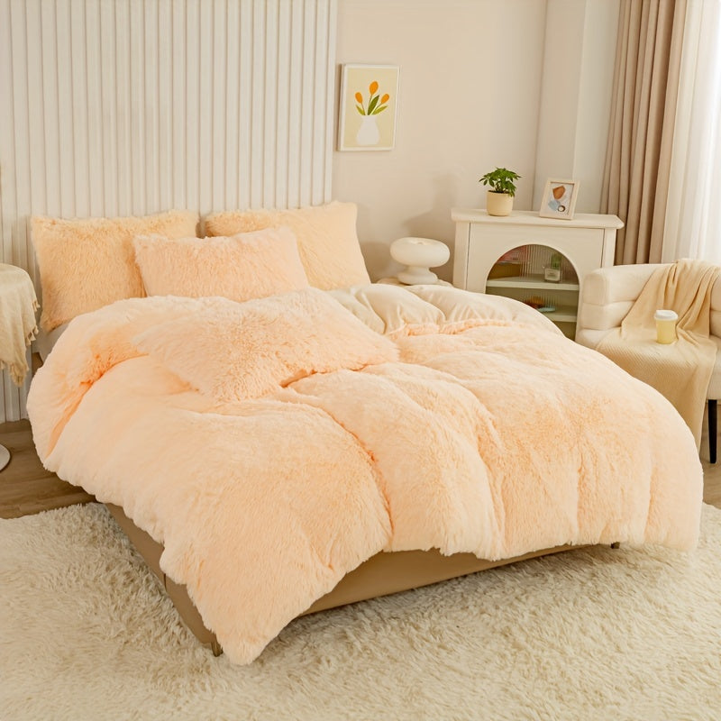 Cozy Fesara Plush Duvet Cover Set with Zipper