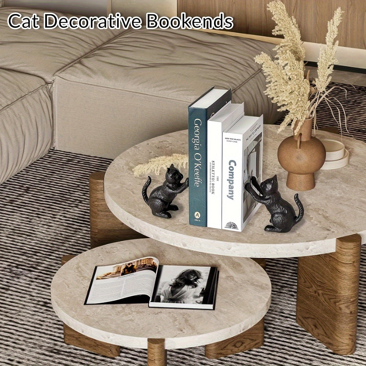 Rustic Cast Iron Bookends with Traditional Style