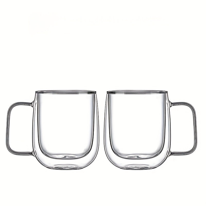 Insulated Double Wall Glass Mug - Clear Borosilicate Coffee Cup - Fesara