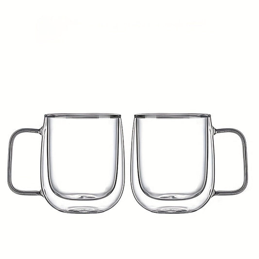 Insulated Double Wall Glass Mug - Clear Borosilicate Coffee Cup - Fesara