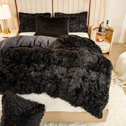Cozy Fesara Plush Duvet Cover Set with Zipper