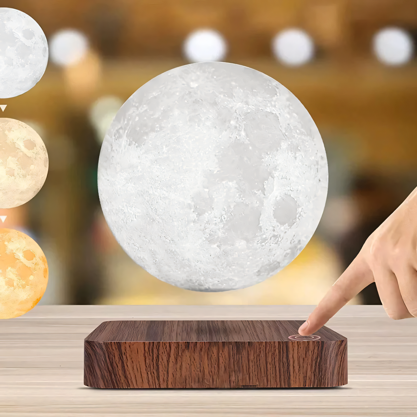 Glowing 3D Moon Table Lamp with LED Magnetic Base