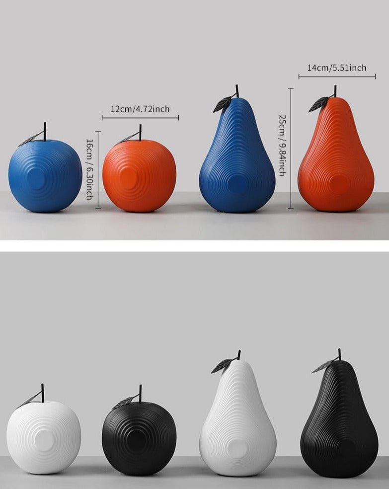 Realistic Fruit Apple and Pear Figurine Decor