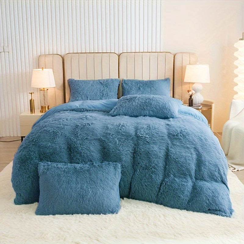 Cozy Fesara Plush Duvet Cover Set with Zipper